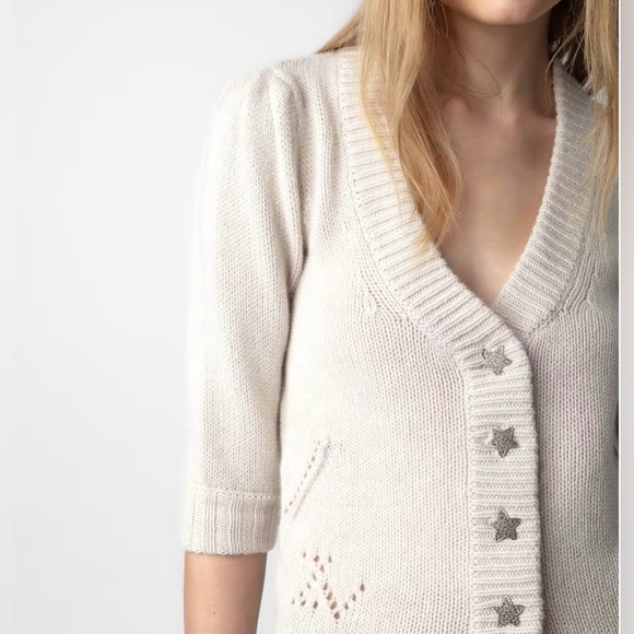 NWT Zadig & Voltaire Betsy Cardigan in Ecru, size small - Picture 3 of 14